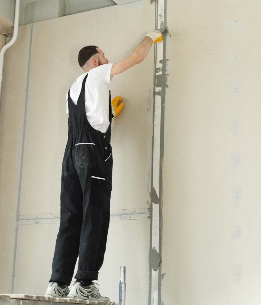 Cloisons, pose de plaque de placo et ratissage